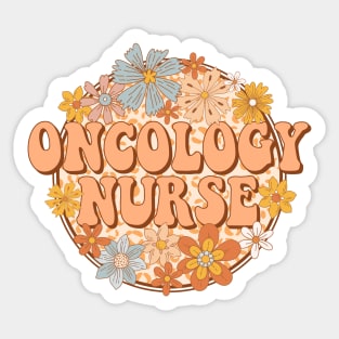 Floral Oncology Nurse Retro Gift Sticker